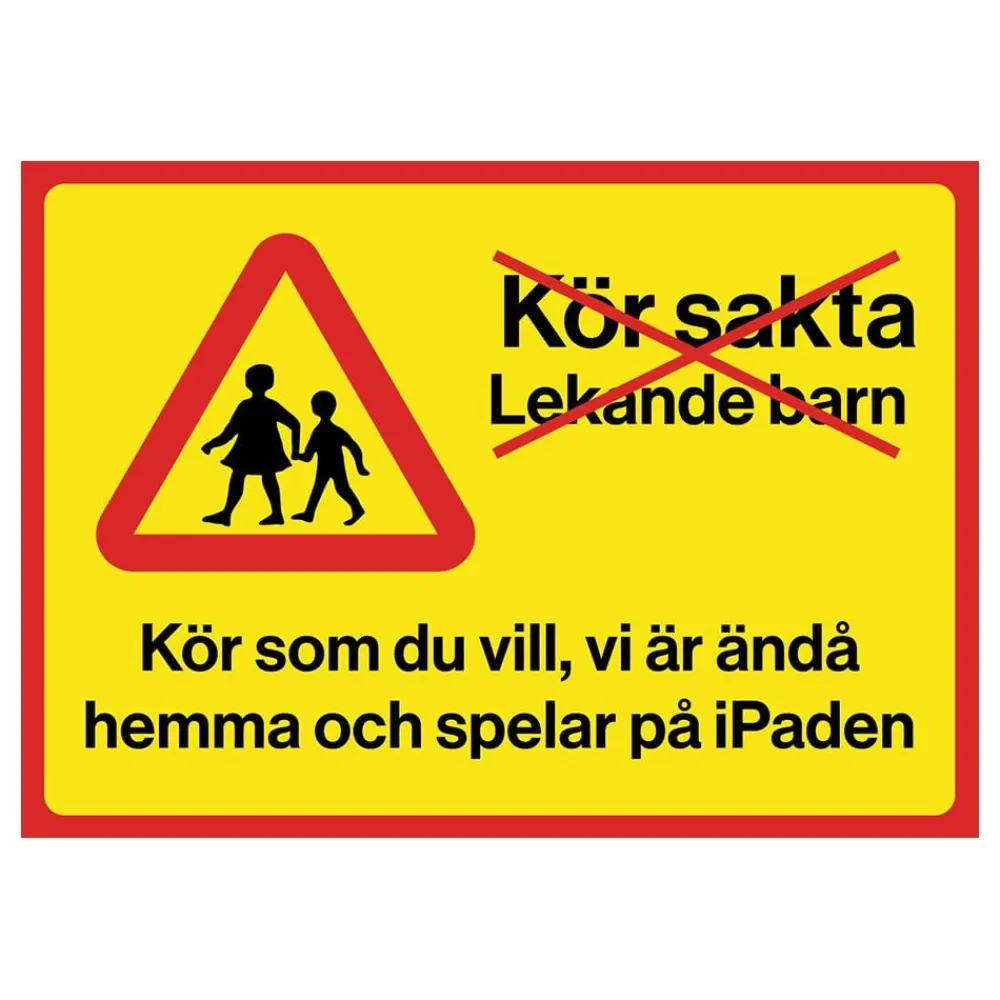 Hot Gävle Offset AB Advarselsskilt Kør Forsigtigt Legende Børn