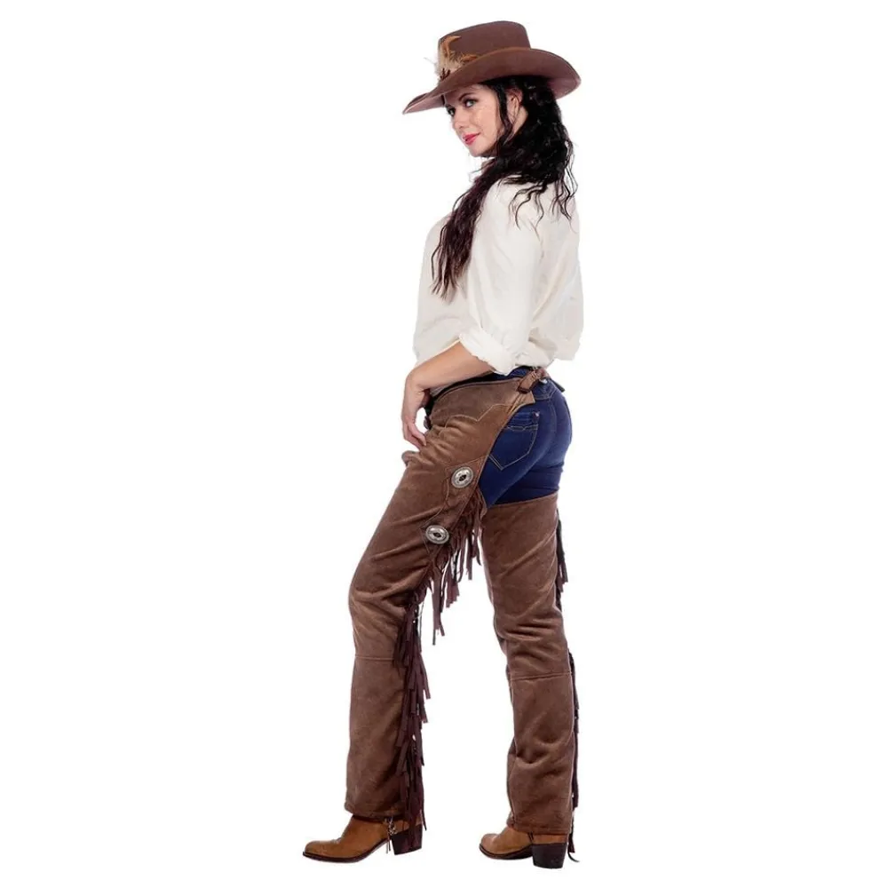 Discount Wilbers Karnaval B.V. Autentiske Western Chaps Dame Brune
