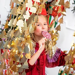 PartyDeco sp. z o.o. Backdrop Juletræer Guld - Oppyntning