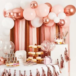 CG Global Products Ltd Ballonbue med Streamers Hvid/Roséguld Metallic - Oppyntning|Balloner