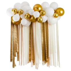 CG Global Products Ltd Ballonbue med Streamers Hvid/Guld Metallic - Oppyntning|Balloner