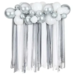 CG Global Products Ltd Ballonbue med Streamers Hvid/Sølv Metallic - Oppyntning|Balloner