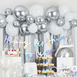 CG Global Products Ltd Ballonbue med Streamers Hvid/Sølv Metallic - Oppyntning|Balloner