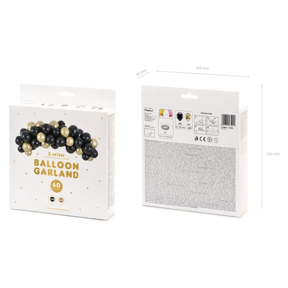 PartyDeco sp. z o.o. Ballonbue Sort/Guld - Oppyntning|Balloner