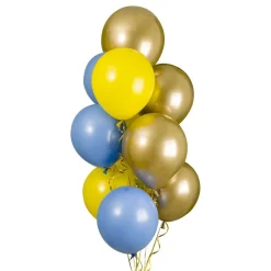 Best Ballongkungen AB Ballonbuket Gul/Blå/Guld