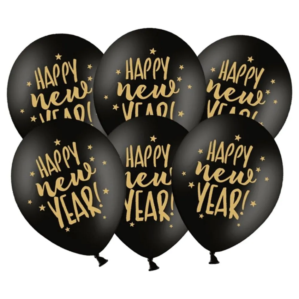 PartyDeco sp. z o.o. Balloner Happy New Year Sort/Guld - Oppyntning|Balloner