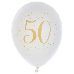 Discount Santex Balloner 50 Hvid/Guld