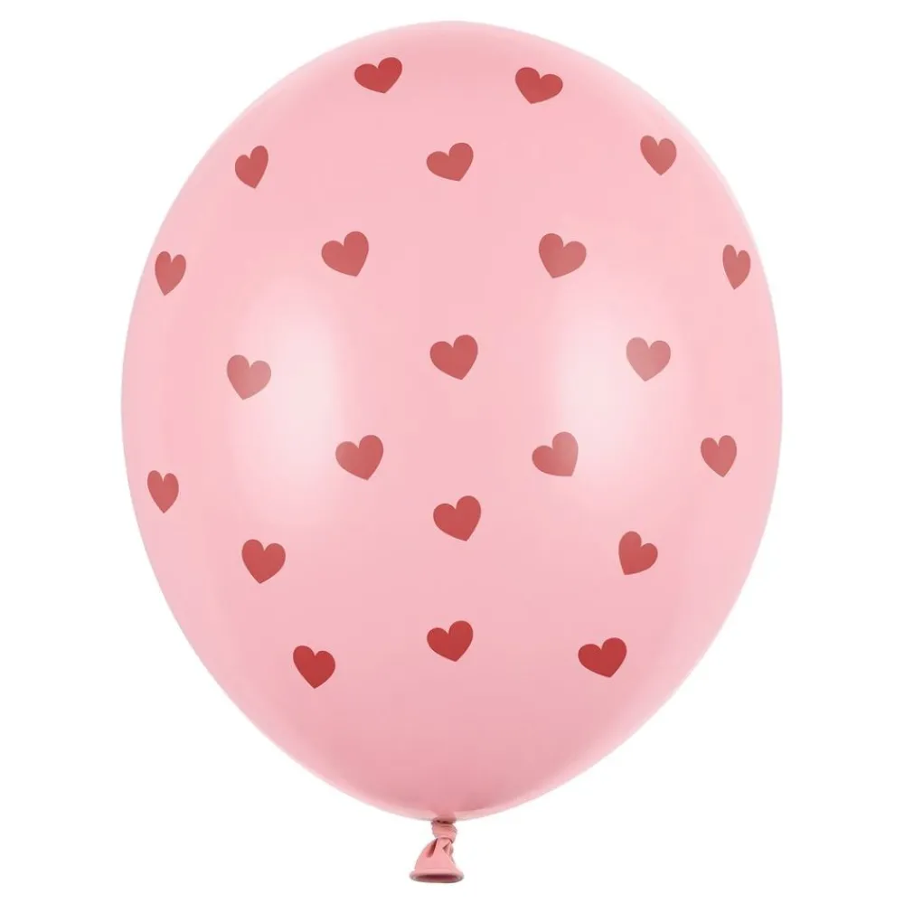 PartyDeco sp. z o.o. Balloner Lyserøde med Hjerter - Balloner