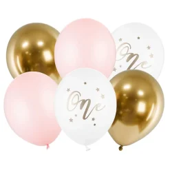 Best PartyDeco sp. z o.o. Balloner "One" Lyserød/Guld