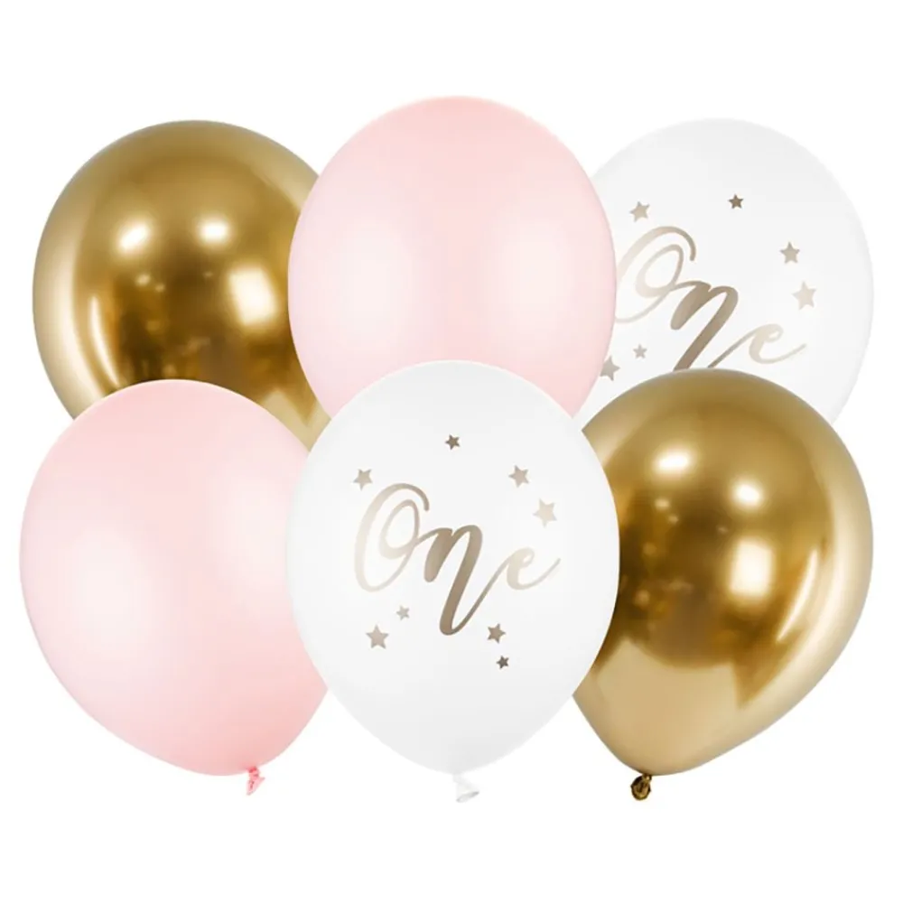 Best PartyDeco sp. z o.o. Balloner "One" Lyserød/Guld