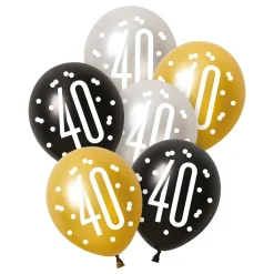 New Unique UK Inc t/as Unique Party Balloner 40 Sort/Sølv/Guld