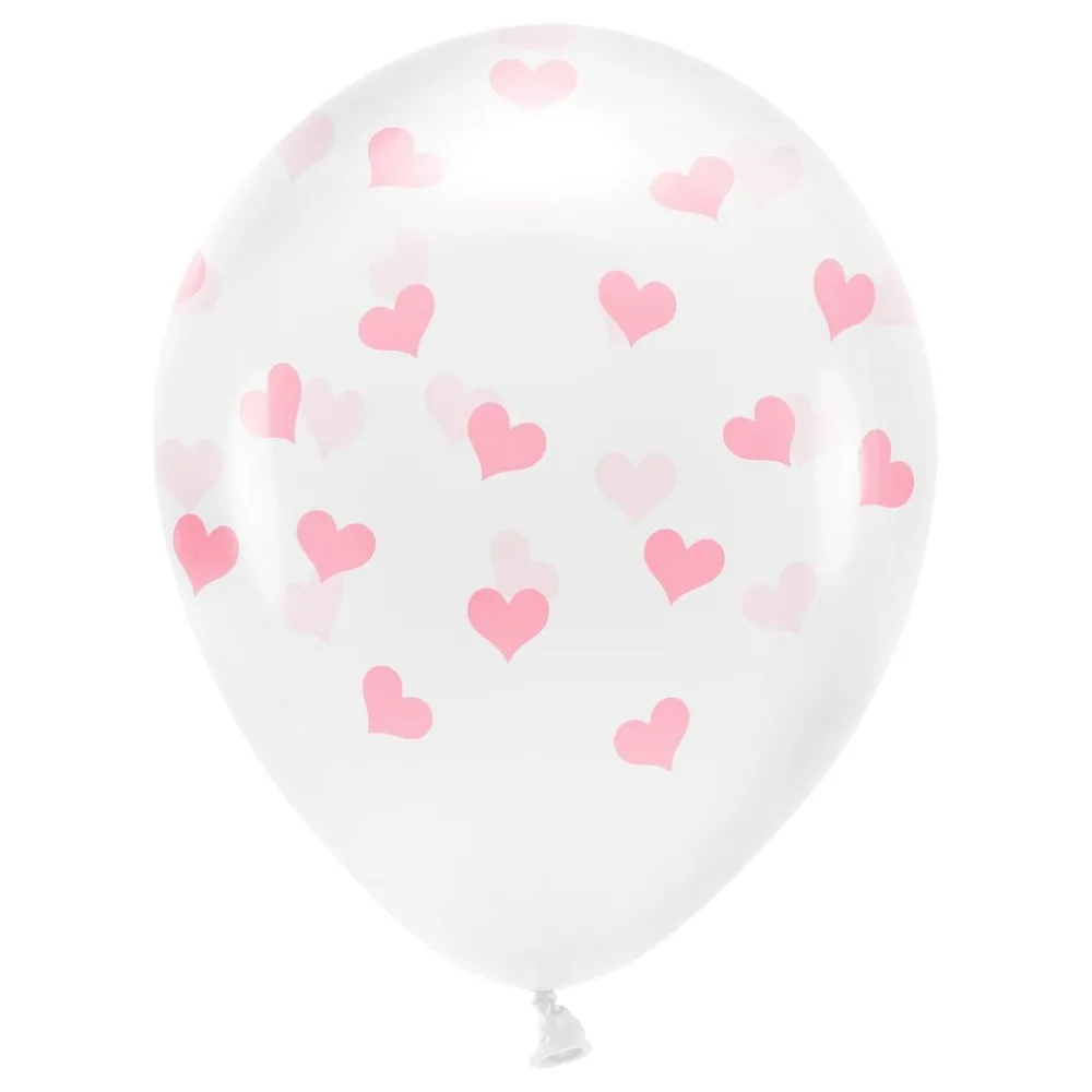 PartyDeco sp. z o.o. Balloner Transparente med Lyserøde Hjerter - Balloner