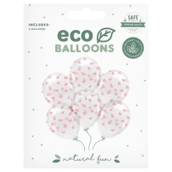 PartyDeco sp. z o.o. Balloner Transparente med Lyserøde Hjerter - Balloner