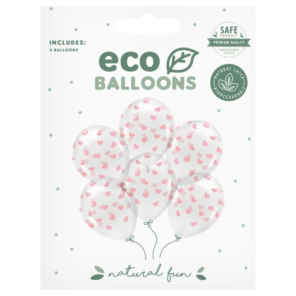 PartyDeco sp. z o.o. Balloner Transparente med Lyserøde Hjerter - Balloner