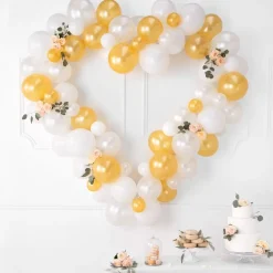 Best PartyDeco sp. z o.o. Ballonfigur Guld/Hvid Hjerte Stort