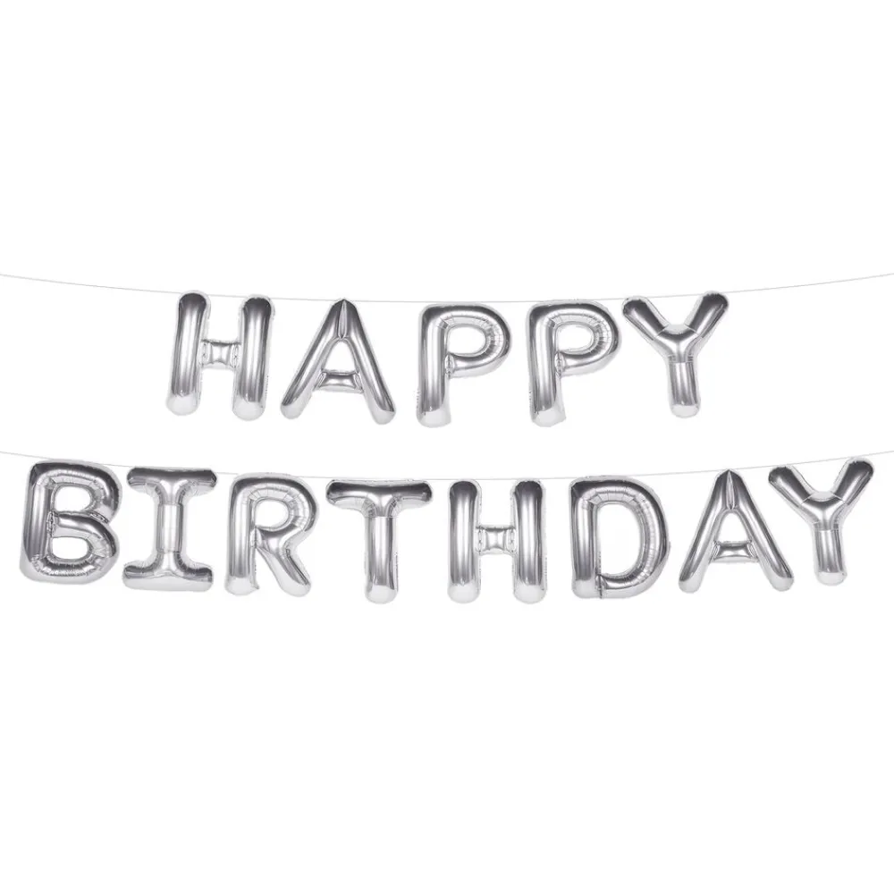 Ballongkungen AB Ballongguirlande Happy Birthday Sølv - Balloner