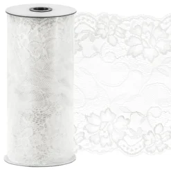 PartyDeco sp. z o.o. Blondestof Blomster Offwhite på Rulle - Hobby & Fritid|Oppyntning