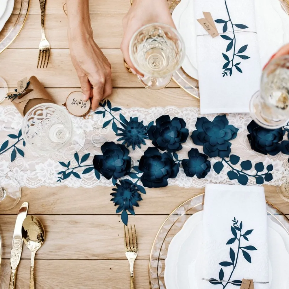 PartyDeco sp. z o.o. Blondestof Blomster Offwhite på Rulle - Hobby & Fritid|Oppyntning