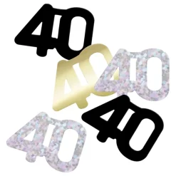 Unique UK Inc t/as Unique Party Bordkonfetti 40 Sølv/Guld/Sort - Oppyntning|Borddækning