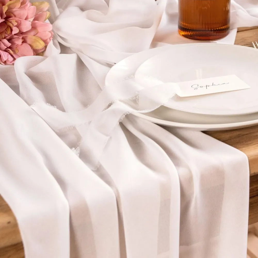 PartyDeco sp. z o.o. Bordløber Chiffon Off-white - Oppyntning|Borddækning