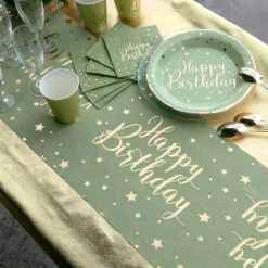 Santex Bordløber Happy Birthday Grøn/Guld - Borddækning