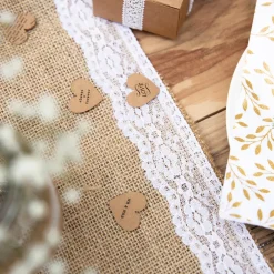 PartyDeco sp. z o.o. Bordløber Jute med Blondekant - Borddækning