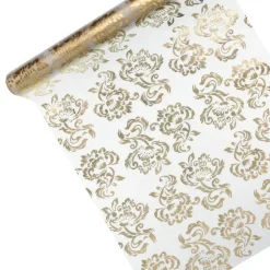 PartyDeco sp. z o.o. Bordløber Organzasstof Hvid/Guld/Sølv - Borddækning