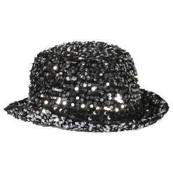 Thetru B.V. Bowlerhat Paljethat Sort/Sølv Deluxe - Hatte