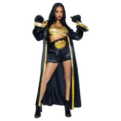 New Leg Avenue Europe Boxer Dame Sort/Guld Deluxe Kostume