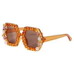 Wilbers Karnaval B.V. Briller Flowers med Perler Orange - Tilbehør|Accessories