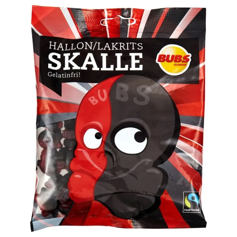 Clearance ERT Godis AB BUBS Raspberry Salty Licorice Skalle Økonomipakke