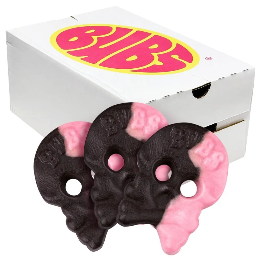 New USA Godis AB BUBS Raspberry Salty Licorice Skalle Foam Økonomipakke