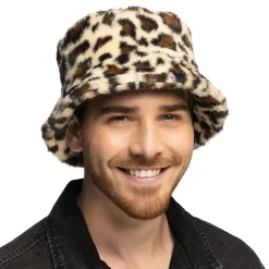Discount Boland Party Partners B.V. Bucket Hat i kunstpels Leopard