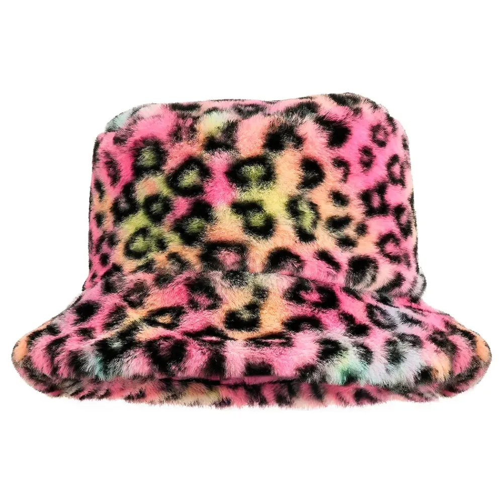 Online Widmann S.r.l. Bucket Hat i kunstpels leopard lyserød