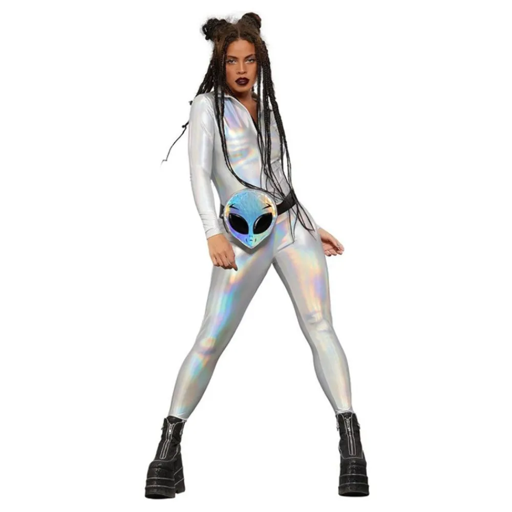 New Rubies Netherland B.V. Catsuit Sølv Holograpic Kostume