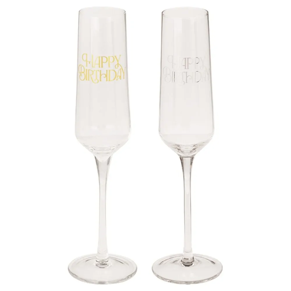 Out of the blue KG Champagneglas Sæt Happy Birthday - Drikkeglas