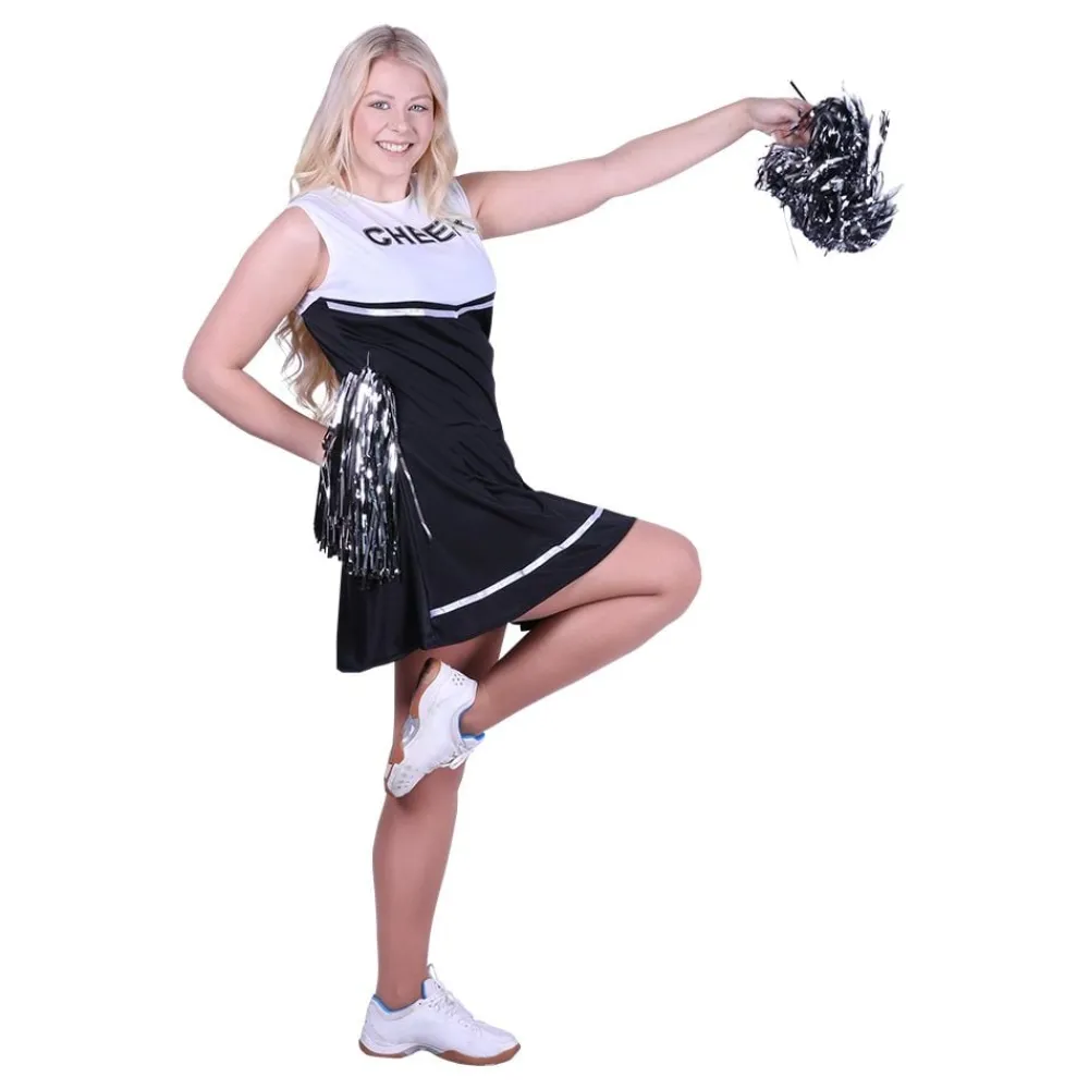 Wicked Costumes Ltd Cheerleaderkostume Sort/Hvidt - Udklædningskostumer|Kostumetema