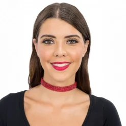 CHAKS Choker Halskæde med Røde Strasssten - Tilbehør|Accessories