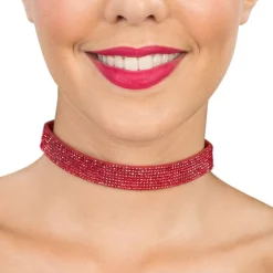 CHAKS Choker Halskæde med Røde Strasssten - Tilbehør|Accessories