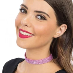 Best CHAKS Choker Halskæde med Strass Lyserød