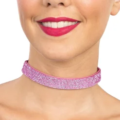 Best CHAKS Choker Halskæde med Strass Lyserød
