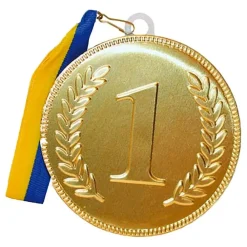 Online ERT Godis AB Chokolademedalje nr. 1 med Blåt/Gult Bånd