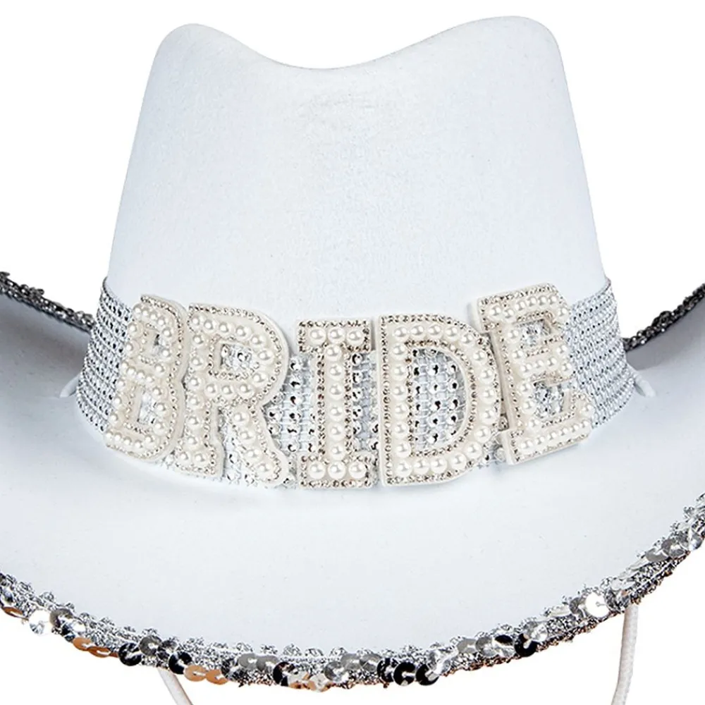 Boland Party Partners B.V. Cowboyhat Bride Hvid med Rhinsten