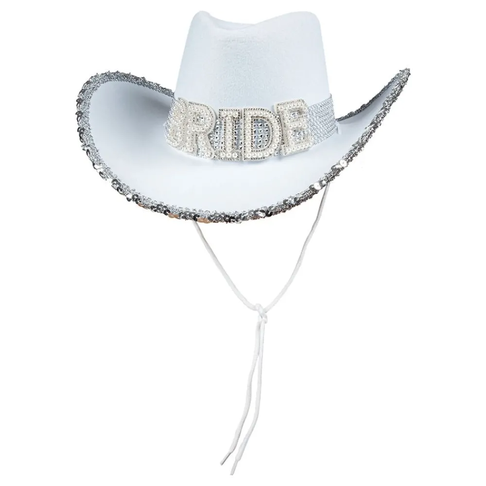 Boland Party Partners B.V. Cowboyhat Bride Hvid med Rhinsten