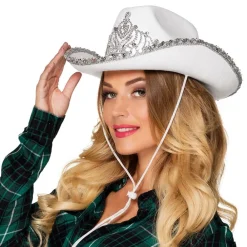 Best Boland Party Partners B.V. Cowboyhat Hvid med Tiara