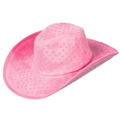 Wilbers Karnaval B.V. Cowboyhat lyserød med sten - Tøj|Hatte