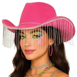 Fiestas Guirca, S.L Cowboyhat Lyserød med Strass - Kostumetema|Hatte