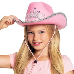 Boland Party Partners B.V. Cowboyhat Lyserød med Tiara til Børn