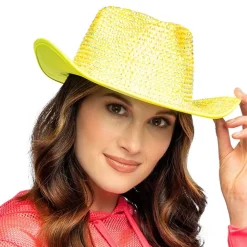 Boland Party Partners B.V. Cowboyhat med Strass UV Neongul - Tøj|Kostumetema