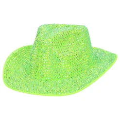 Hot Boland Party Partners B.V. Cowboyhat med Strass UV Neongrøn